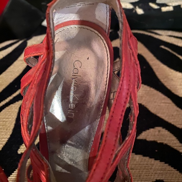 Calvin Klein Womens Nixee Size 7 red EStrappy Heels - Picture 7 of 10